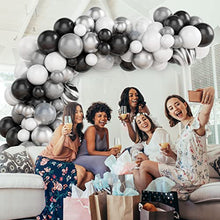 Load image into Gallery viewer, Grey Balloons Garland Kit, 87PCS Grey Metal Silver Balloon Garland Kit Balloons Arch Kit with Agate Black White Balloon Transparent Balloon for Birthday Decoration Wedding Baby Shower Party Supplies
