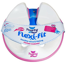 Load image into Gallery viewer, Pourty Flexi-Fit Toilet Trainer, White/Pink, Adjustable to securely fit a Wide Range of Toilet Seats

