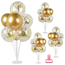 Load image into Gallery viewer, 4 Set Table Balloon Stand Kit, Table Decorations Balloons Tree Table Balloon Stick Holder 32 Pieces Gold Balloons and Balloon Tie Tool for Graduation Wedding Birthday Party Decorations
