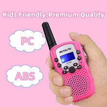 Load image into Gallery viewer, Retevis RT388 Walkie Talkies for Kids, Long Range 8CH Toy Gifts for 3-12 Years Old Boys Girls, with Backlit LCD Flashlight for Camping, Outdoor Adventures, Family Games(1 Pair, Pink)
