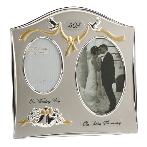 Juliana Two Tone Silver Plated Wedding Anniversary Photo Frame - 50th ...