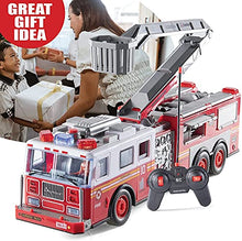Load image into Gallery viewer, Prextex RC Remote Control Fire Truck Toy for Kids with Remote Control, Lights, and Siren Sounds Large 14-Inch/35 cm Fire Truck Best Gifts Toys for Boys
