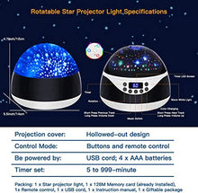 Load image into Gallery viewer, CDUTA Stars Night Light Projector with Timer &amp; Music, Remote Control Projection Lamp for Kids, Rotating Kids Night Lights for Bedroom, Sleep Helper and Gift Choice for Babies Girls (Black)
