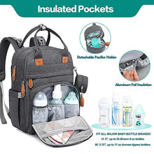 Load image into Gallery viewer, Baby Changing Bag Backpack, BabbleRoo Nappy Changing Back Pack Diaper Bags with Changing Mat &amp; Pacifier Holder for Mom &amp; Dad (Dark Grey)
