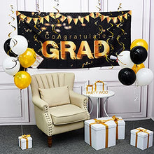 Load image into Gallery viewer, PartyWoo Graduation Balloons, 70x35 inch Graduation Backdrops, Graduation Decorations 2022, Black and Gold Graduation Balloons 2022, Graduation Party Supplies, Congrats Grad Decorations
