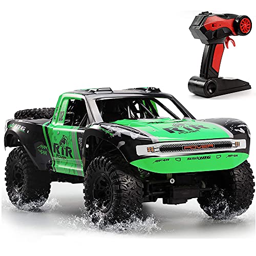 Weaston Amphibious RC Cars 1:10 Scale RC Buggy 2.4 GHz Waterproof Remote Control Car, 50cm Large Monster Truck, 4WD Off Road Vehicle With Two Battery Gift For Adults And Kids (Green)