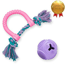 Load image into Gallery viewer, Amazon Brand - Umi Pack of 2 Gift Toys for Puppies &amp; Dogs, U-shaped Double Knot Rope and Rubber Spiny Ball Dental Chew Dog Toy Value Pack
