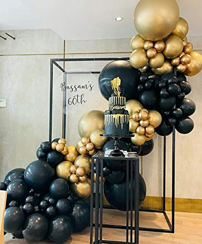 Oopat DIY Black and Gold Balloon Garland Arch Kit for 50th 60th Birthday Thanksgiving New Year Retirements Graduation Anniversary Party Backdrop Decoration