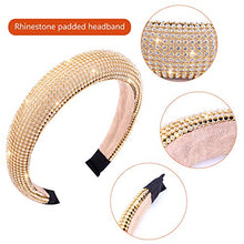 Load image into Gallery viewer, 2 Pcs Rhinestone Headbands Glitter Headbands, Rhinestone Padded Headband Crystal Embellished Beaded Headband Wide Headwear for Women Girls Daily Wearing Party Wedding Hair Accessories black,gold
