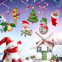 Load image into Gallery viewer, Maridergo Christmas Hanging Swirl Decorations Set, 18 Pieces Merry Christmas Elk Sign Snowman Socks Swirls Garland Foil Hanging Ceiling Decoration for Indoor Outdoor Christmas Party Decoration
