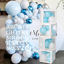 Load image into Gallery viewer, Birthday Party Decorations Balloon Box for Boys Girls, 4Pcs Baby Shower Box Decoration with 52 Letters, Transparent Balloon Boxes for Baby Shower, Blue Birthday Party, DIY Name Combination, Graduation
