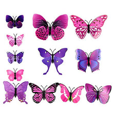 Load image into Gallery viewer, TUPARKA 36 Pieces 3D Butterfly Wall Stickers Wall Butterflies Girls Bedroom Accessories Multi-Color Optional (Purple)
