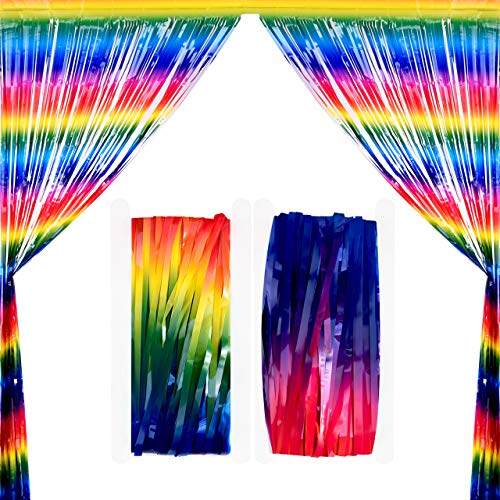 Pajaver Metallic Tinsel Curtains, Rainbow Foil Curtain, Backdrop Fringe Curtains, Door Window Backdrop Decorations for Birthday Wedding Party Favors Supplies (Multicolor B)