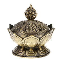 Load image into Gallery viewer, Lotus Incense Smoke Cone Aroma Burner Holder Stove Backflow Censer Decor - Bronze

