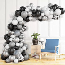 Load image into Gallery viewer, Grey Balloons Garland Kit, 87PCS Grey Metal Silver Balloon Garland Kit Balloons Arch Kit with Agate Black White Balloon Transparent Balloon for Birthday Decoration Wedding Baby Shower Party Supplies
