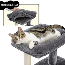 Load image into Gallery viewer, Amazon Brand – Eono Cat Tree 86cm Sisal Scratching Post Kitten Furniture Plush Condo Playhouse with Dangling Toys Cats Activity Centre Grey
