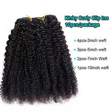 Load image into Gallery viewer, Kinky Curly Clip In Hair Extensions UDU Human Hair Extensions Clip In Hair 10pieces Triple Weft Full Head Clip In Hair Extensions (10inch)
