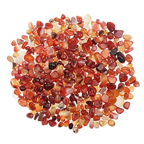 YiYa Red Agate Stone Tumbled Stones Gemstone Natural Crystal Quartz for Home Decoration Vase Filler Swimming Pool Bottom Potted Bottom Decoration (About 0.68 lb(310g)/Bag)