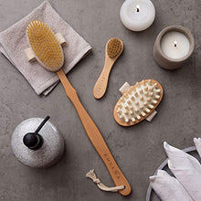 Load image into Gallery viewer, Dry Brushing Body Brush Set - Best for Cellulite, Lymphatic Drainage &amp; Skin Exfoliating - Natural Bristle Spa Kit - Long Handle Back Scrubber, Massager &amp; Face Exfoliator for Radiant Skin
