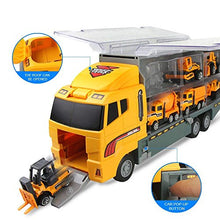 Load image into Gallery viewer, jenilily Construction Toy Vehicle Cars Model Trucks, Transporter Truck Mini Excavator Digger Dumper Tractor for Kids boys Age 3+ (yellow)
