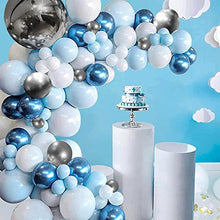 Load image into Gallery viewer, Blue Balloon Garland Arch Kit, 111pcs Macaron Blue Metal, 4D Silver and White Latex Balloons for Boys Girls Baby Shower Wedding Bride Shower Birthday Party Backdrop Decorations
