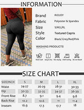 Load image into Gallery viewer, RIOJOY Capri Sports Leggings for Women Ruched Butt Honeycomb Texture 3/4 Length Cropped Running Tights, Black ,M
