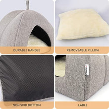 Load image into Gallery viewer, Docatgo Pet Tent Cave Igloo Bed for Cats/Small Dogs - 38x38x40cm 2-In-1 Cat Tent/Cat Bed House with Removable Washable Cushion Pillowslip - Microfiber Indoor Outdoor Pet Beds
