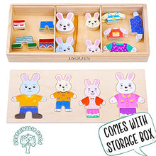 Load image into Gallery viewer, Jaques of London Wooden Puzzle Rabbit Family Dress Up | Wooden Jigsaw for 3 4 5 Year Olds | Toddler Puzzles | Girls and Boys Wooden Animal Toys
