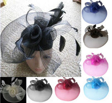 Load image into Gallery viewer, Caprilite Silver Grey Fascinator Veil Wedding Ascot Races Net Hat Feathers Hatinator
