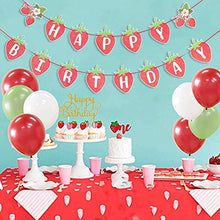 Load image into Gallery viewer, Strawberry Party Decorations Balloon Garland Kit:Strawberry Theme Happy Birthday Banner Foil Balloon for Baby Shower Girls 1st Birthday Party Supplies
