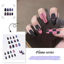 Load image into Gallery viewer, 72 Pieces Coffin False Nails Short Fake Nail Tips with Designs Full Cover Press on Acrylic False Nails Stick on Nails for Women and Girls

