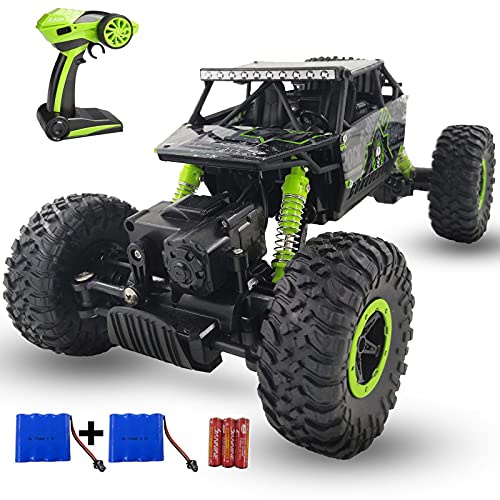 SZJJX RC Crawler Car Toy Gift for 6-12 Years Old Kids, 2.4Ghz 4WD Off-Road Remote Control Car Monster Truck Toy with 2 Batteries for Boys Girls-Green