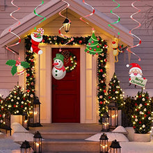Load image into Gallery viewer, Maridergo Christmas Hanging Swirl Decorations Set, 18 Pieces Merry Christmas Elk Sign Snowman Socks Swirls Garland Foil Hanging Ceiling Decoration for Indoor Outdoor Christmas Party Decoration
