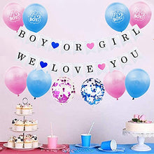 Load image into Gallery viewer, Gender Reveal Decoration Boy or Girl We love you Banner, with12PCS Balloons Latex Balloons for Baby Shower Gender Reveal Party Decoration
