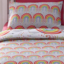 Load image into Gallery viewer, Kids Club Clouds and Rainbows Reversible Duvet Cover, cotton-blend, White, Single
