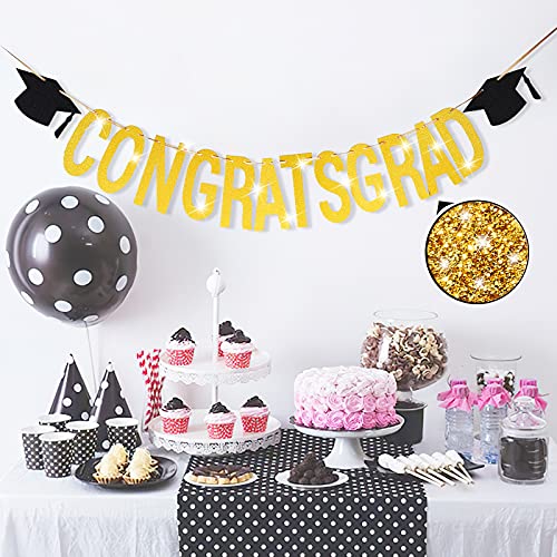 PartyWoo, Glitter, Gold Signs Banner, Decorations, Graduation Party Supplies 2022, Grad-9322