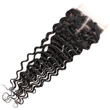 Load image into Gallery viewer, Brazilian 4x4 Deep Wave Closure，18 Inches 4x4 Free Part Lace Closure，Natural Black Brazilian Unprocessed Human Hair Extensions Natural Color
