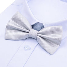 Load image into Gallery viewer, Mens Solid Color Bow ties Polyester Pre Tied Wedding Bow Tie, Silver(Size: One Size)
