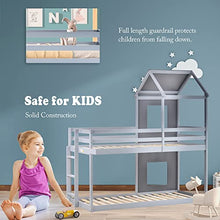 Load image into Gallery viewer, belupai 3FT Treehouse Bunk bed, Home Detail Childrens Cabin Bed Frame, Mid-Sleeper with Treehouse Canopy &amp; Ladder (GREY)
