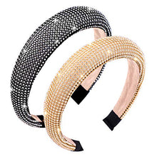 Load image into Gallery viewer, 2 Pcs Rhinestone Headbands Glitter Headbands, Rhinestone Padded Headband Crystal Embellished Beaded Headband Wide Headwear for Women Girls Daily Wearing Party Wedding Hair Accessories black,gold
