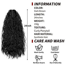 Load image into Gallery viewer, YMHPRIDE 2 Pack 24 Inches Claw Clip in Long Curly Ponytail Hair Extension, Natural Looking Synthetic Wavy Curly Hair Extension Ponytail Hairpiece Pony Tail for Women , Black
