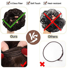 Load image into Gallery viewer, Messy Hair Bun Hair Scrunchies Extension Real Thicken Curly Wavy Messy Synthetic Chignon for Women Updo Hairpiece 48g With Elastic Rubber Band Dark Pink
