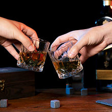 Load image into Gallery viewer, Whiskey Stones and Glass Gift Set for Men – 4 Whisky Scotch Bourbon Chilling Stones + Whiskey Rock Glass + Slate Coasters for Whiskey, Christmas/Father's Day/Birthday Gift/Present for Dad Boyfriend
