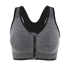 Load image into Gallery viewer, CLOUSPO Sports Bra Post Surgery Bra Zip Front Wireless with Removable Pads Yoga Bra for Workout Fitness(XL,Grey)
