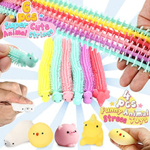 Load image into Gallery viewer, Fidget Sensory Toys for for Autism, ADHD. 2 Stress Relief Balls, 2 Soybean Squeeze, 2 Flippy Chain and 3 Large Size Stretch Strings with Reusable Packaging (Premuim Quality)
