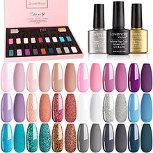 Load image into Gallery viewer, Lavender Violets 21 Pcs Gel Nail Polish Most Wanted Gift Set Soak Off UV LED Base,Glossy n Matte Top Coat for Nail Art Salon Design F984
