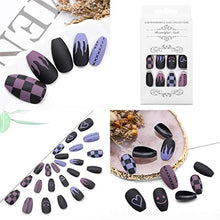 Load image into Gallery viewer, Sethexy Medium Matte False Nails Ballerina Stick on Nails Pink Coffin Fake Nails Blue Fire Nails with Glue 24Pcs Acrylic Art Press-on Nail Tips for Women and Girls
