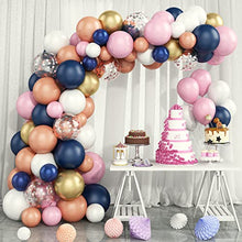Load image into Gallery viewer, Balloon Arch Kit, Navy Blue and Pink Balloon Garland Kit, 80PCS Baby Shower Balloons Arch with Navy Blue Pink Gold Balloons, Birthday Party Balloons Kit for Baby Shower Wedding Birthday Party Decor
