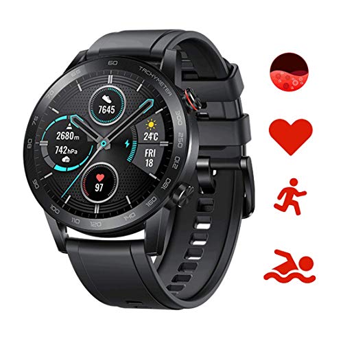HONOR MagicWatch 2 46mm Smart Watch Heart Rate,Stress +SpO2 Monitor, Bluetooth Call,GPS 5ATM Waterproof, Exercise Modes Fitness Activity Tracker, For Android Phone,Black