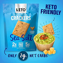 Load image into Gallery viewer, Keto Crackers (Sea Salt), Low carb Crackers, Keto Snacks, Low carb Snack. No Added Sugar, high Fibre &amp; Gluten Free (3 x 64g Packs). Almond Flour Crackers, Keto Snacks no Carbs no Sugar, Paleo
